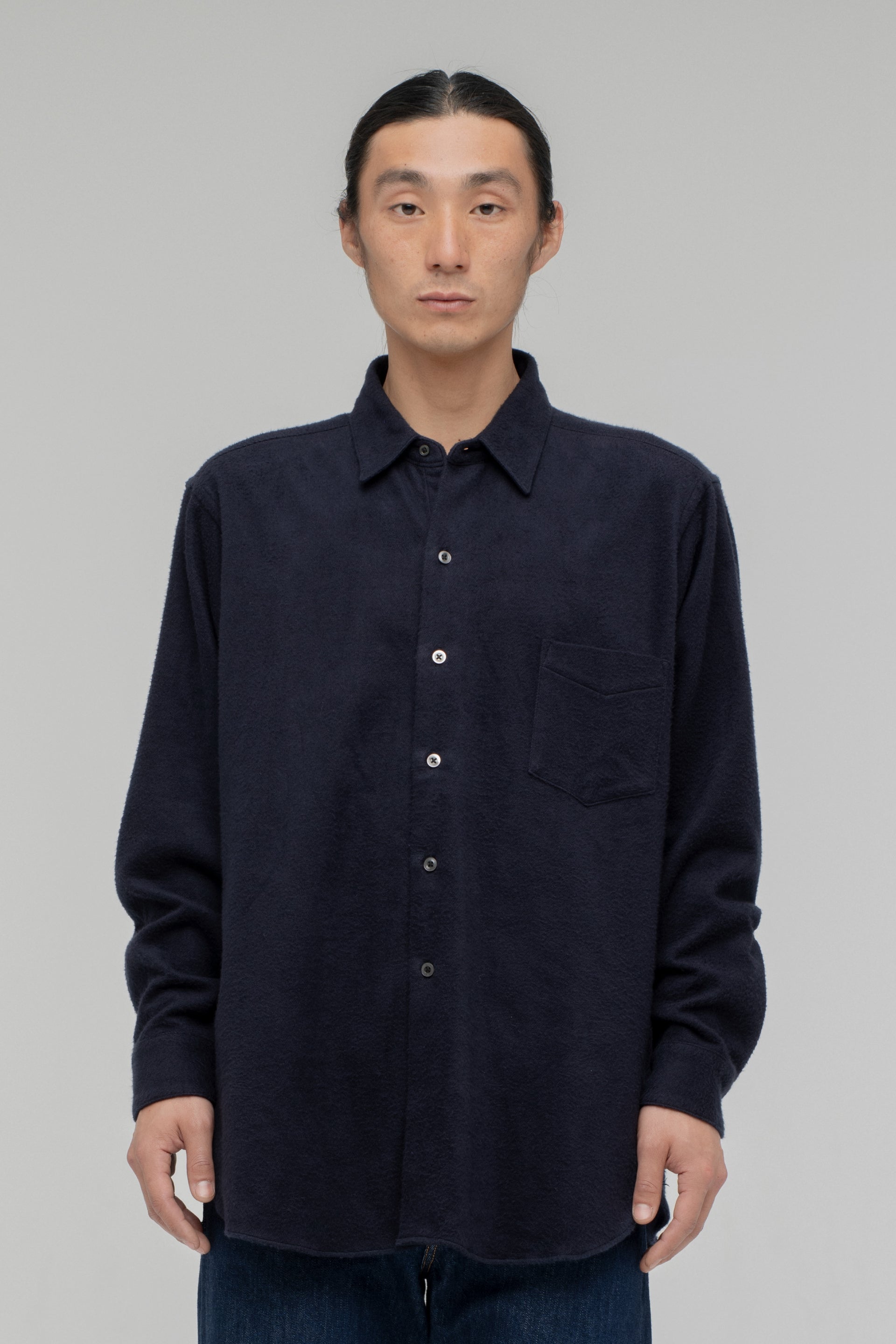 サイズ5 シオタ スビンコットン フランネル シャツ ネイビー 108_FL_1.jpg?v=1721014186