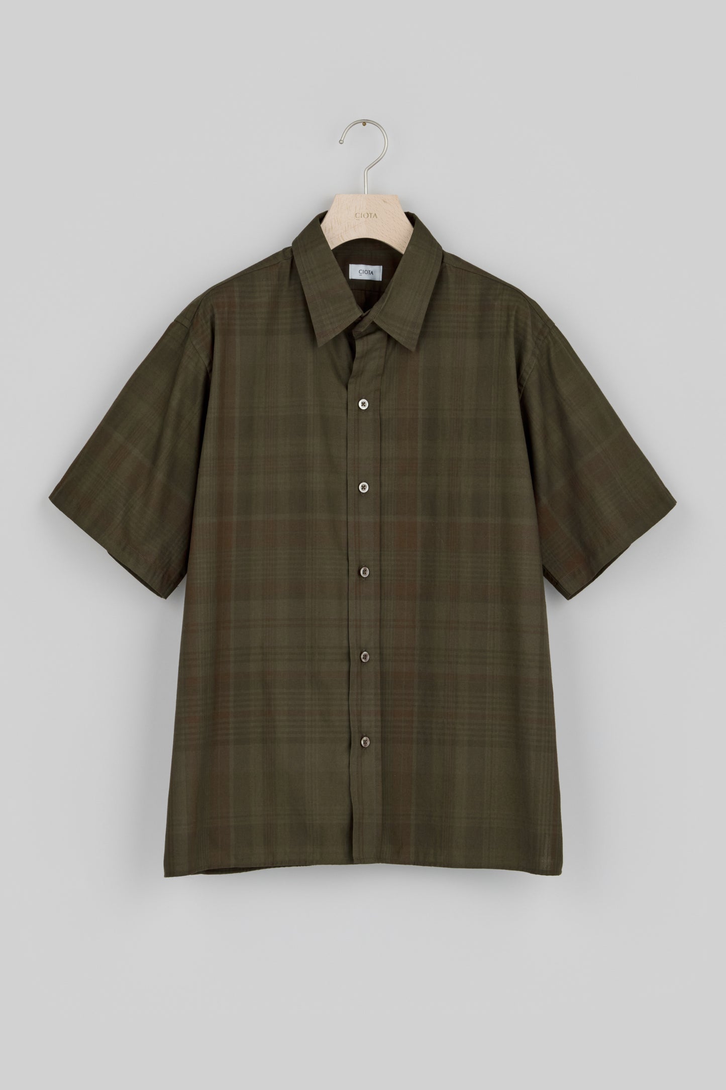 【SALE】Regular Collar Short Sleeve Shirt (Madras Overdye)
