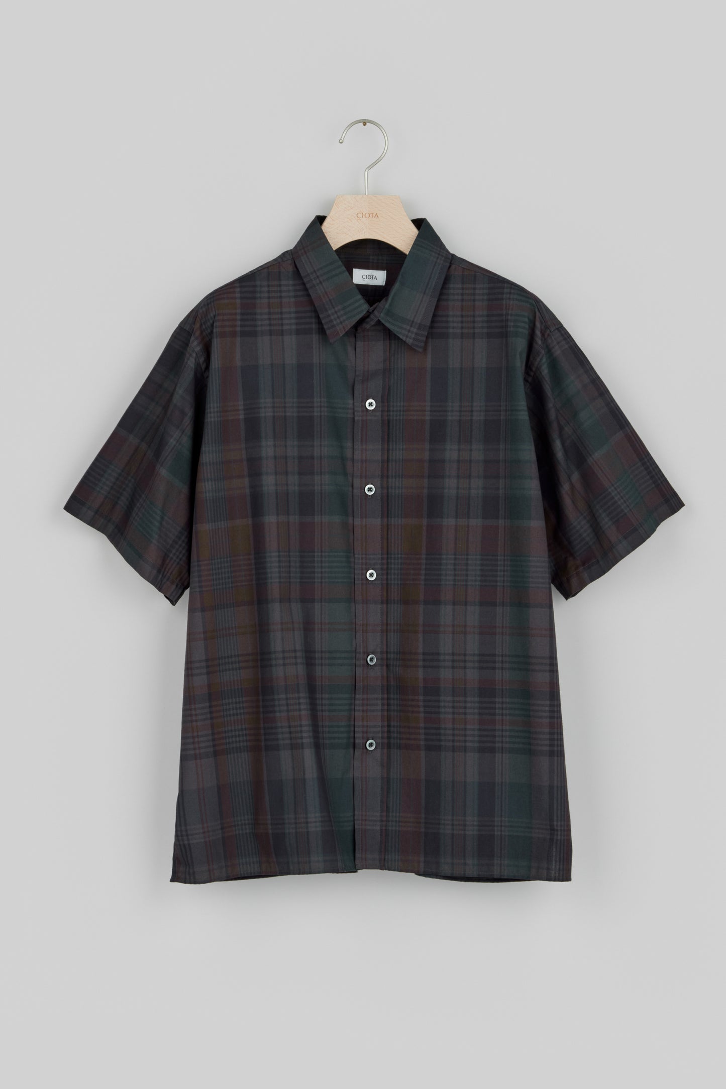 【SALE】Regular Collar Short Sleeve Shirt (Madras Overdye)