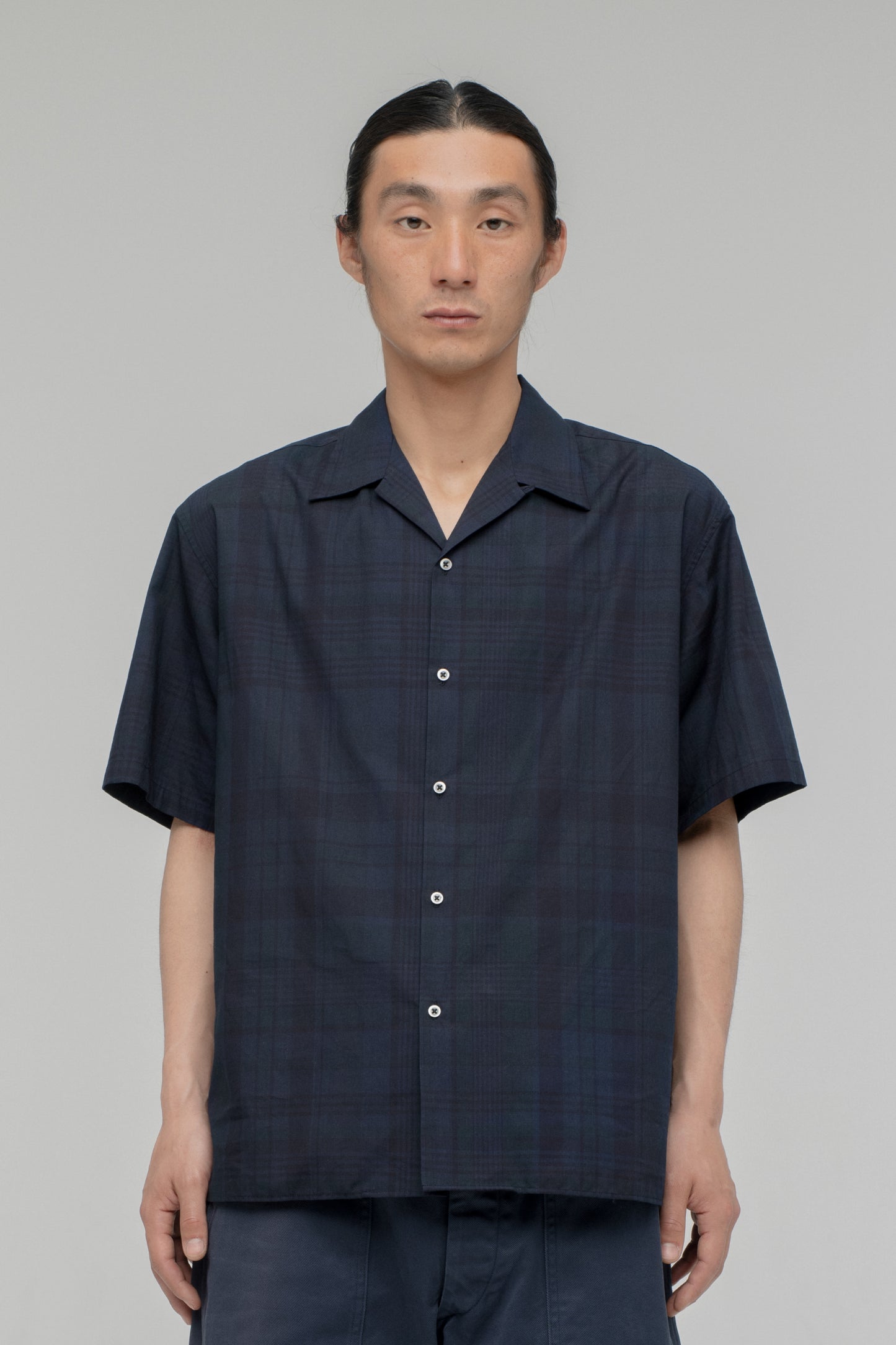 Open Collar Short Sleeve Shirt (Madras Overdye)