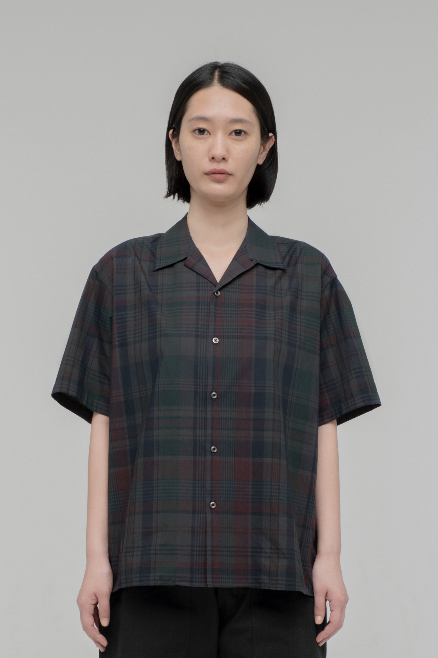 Open Collar Short Sleeve Shirt (Madras Overdye)