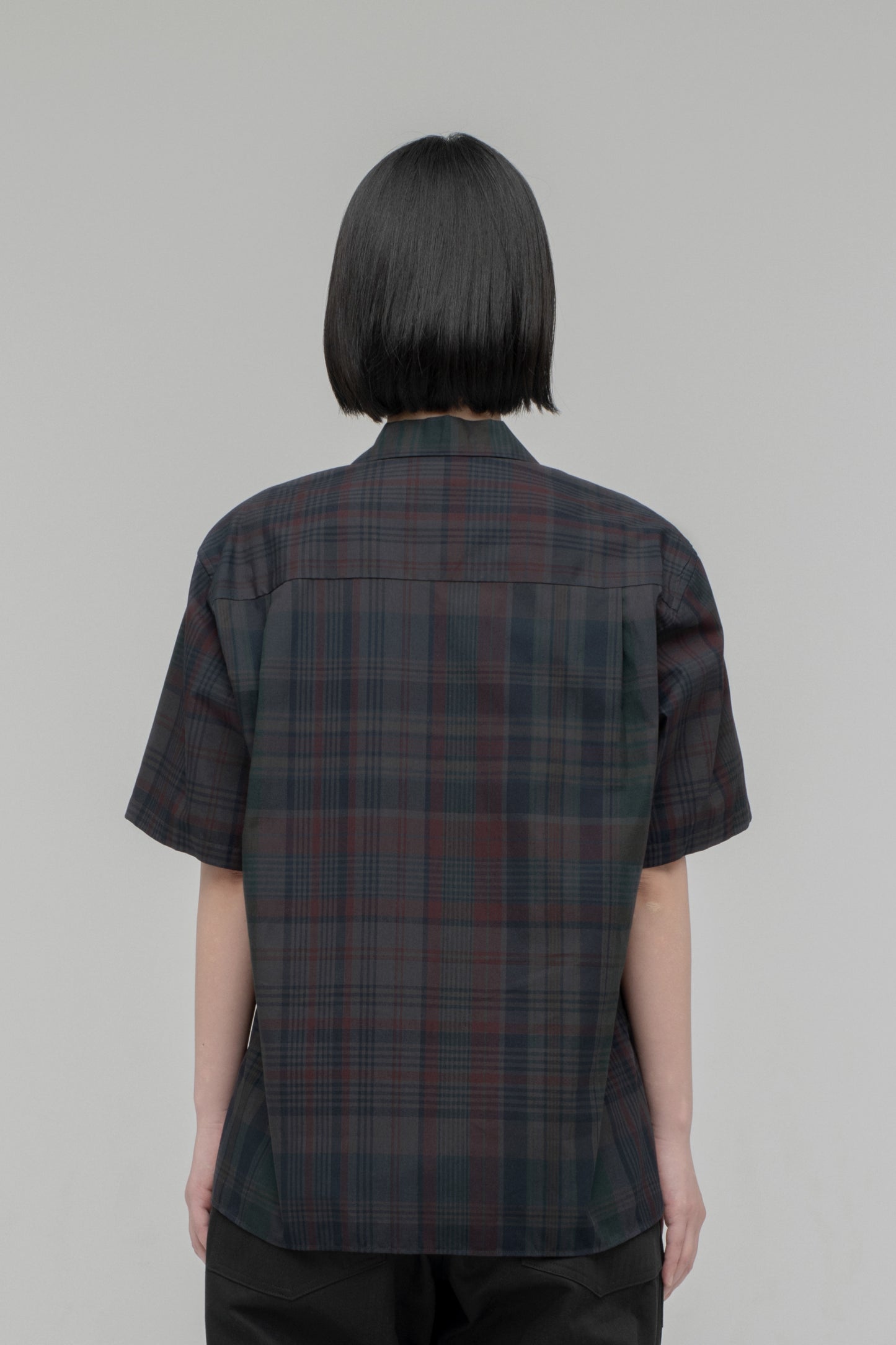 Open Collar Short Sleeve Shirt (Madras Overdye)