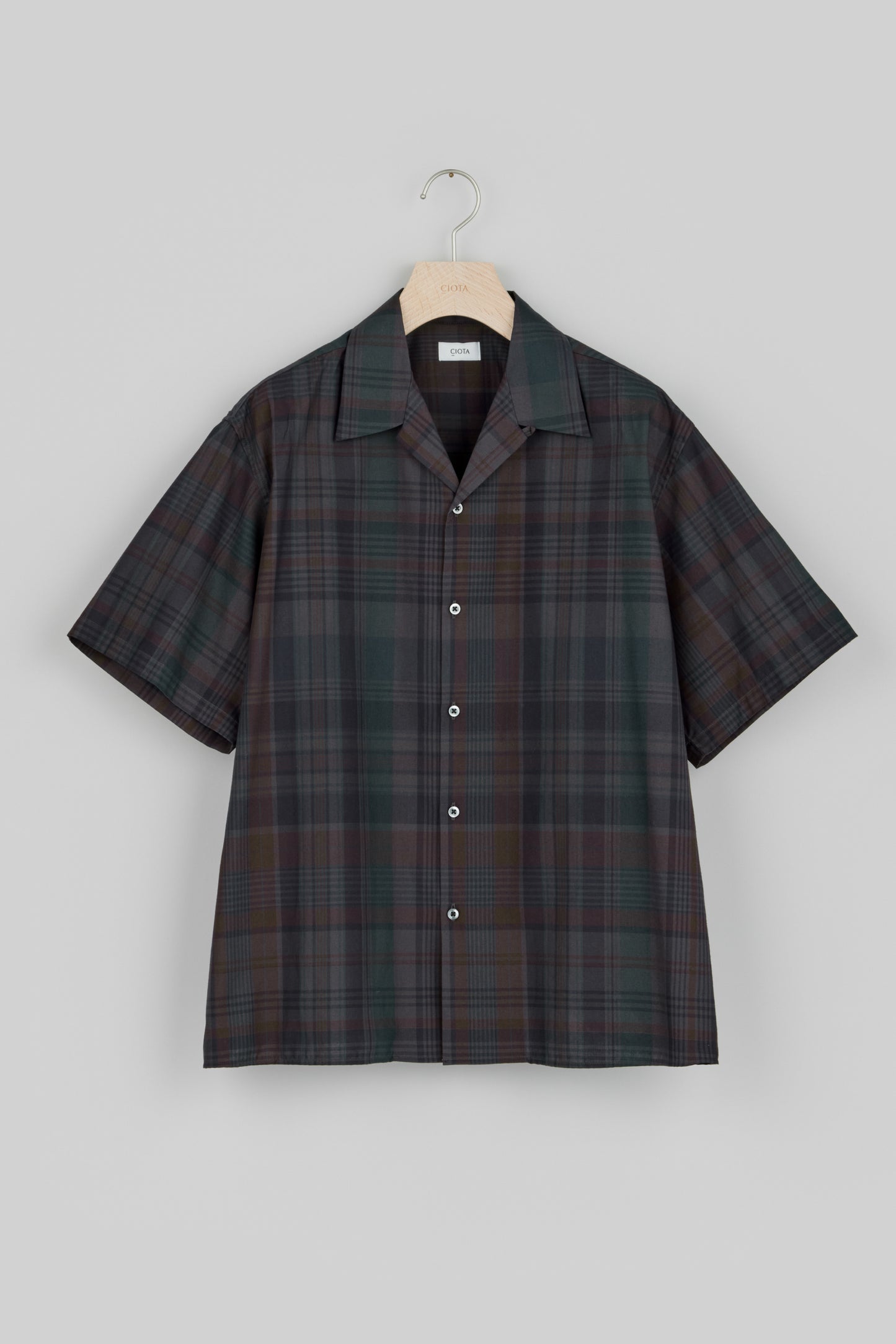 【SALE】Open Collar Short Sleeve Shirt (Madras Overdye)