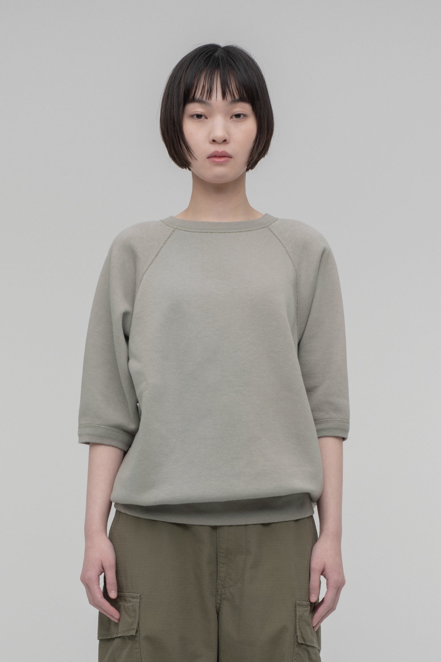 Crewneck Short Sleeve Sweatshirt(Slightly Brushed)