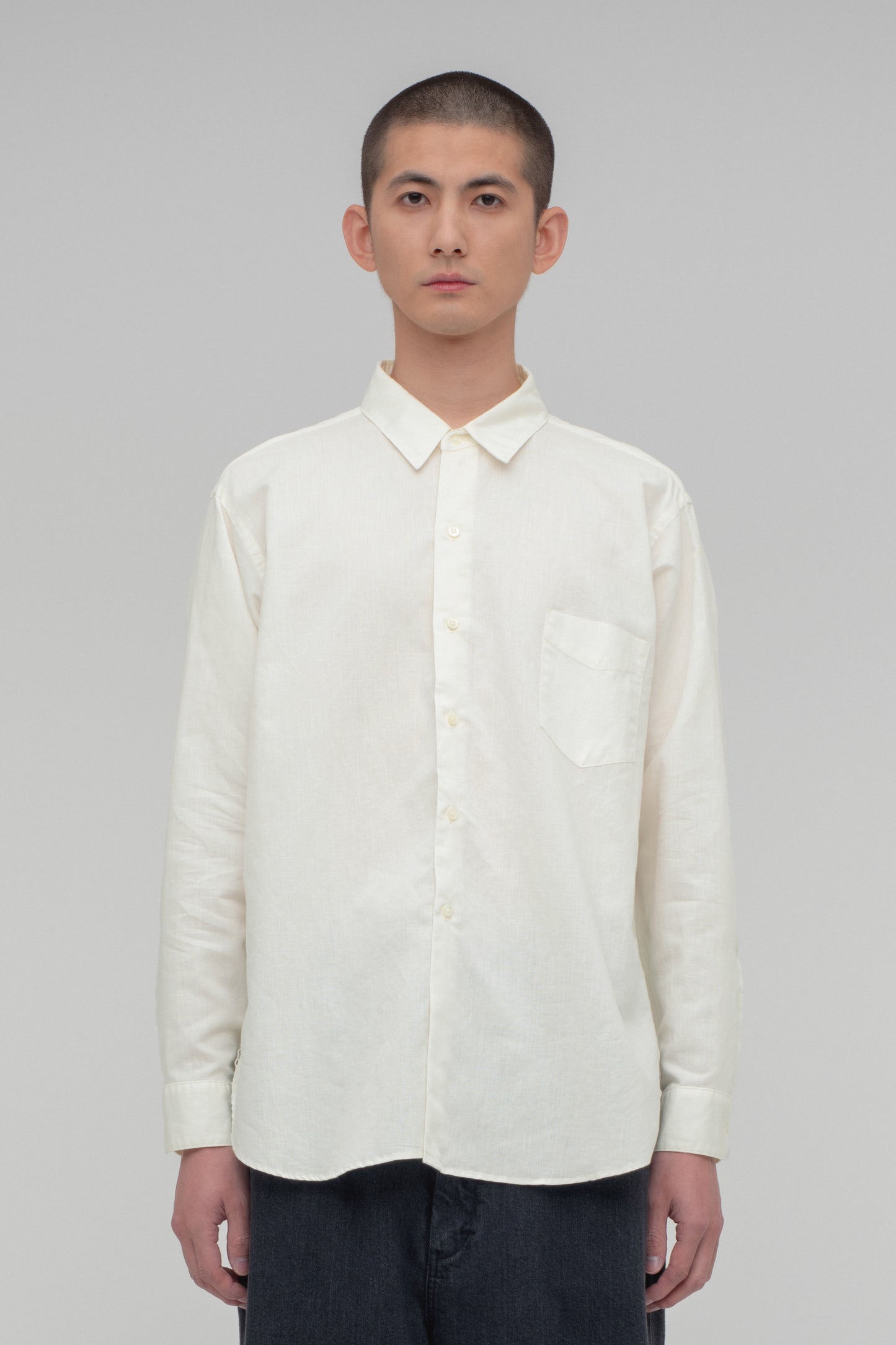 Regular Collar Long Sleeve Shirt (Cotton Linen)