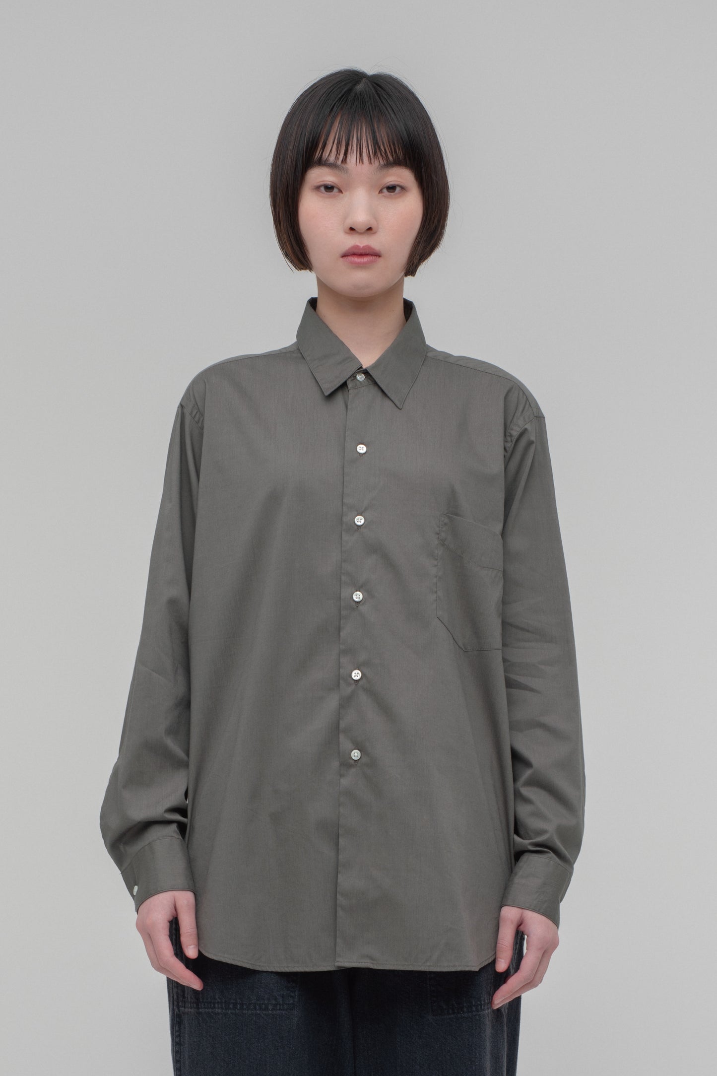 Regular Collar Long Sleeve Shirt (Cotton Rayon)