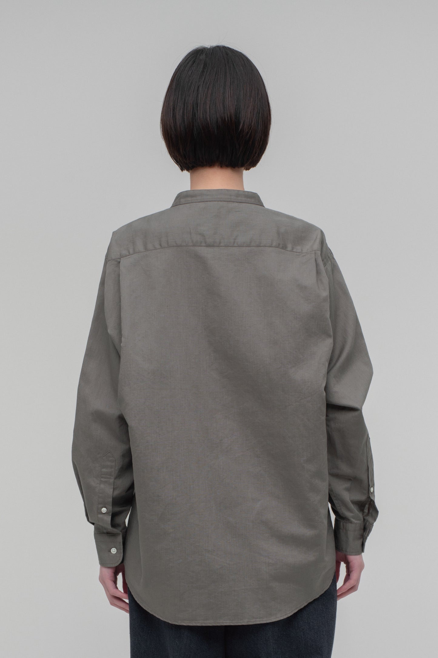 Band Collar Long Sleeve Shirt (Cotton Linen)