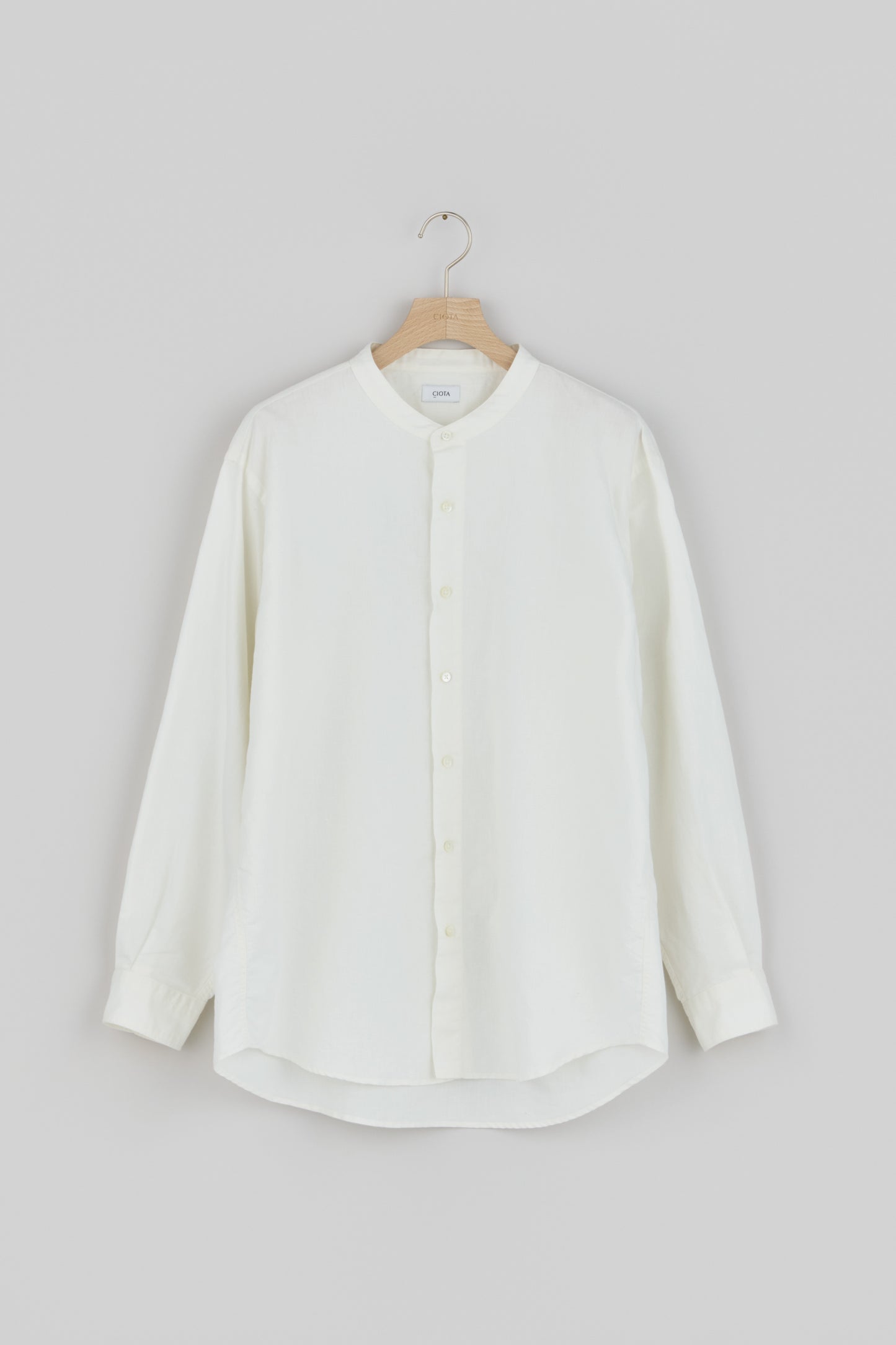 Band Collar Long Sleeve Shirt (Cotton Linen)