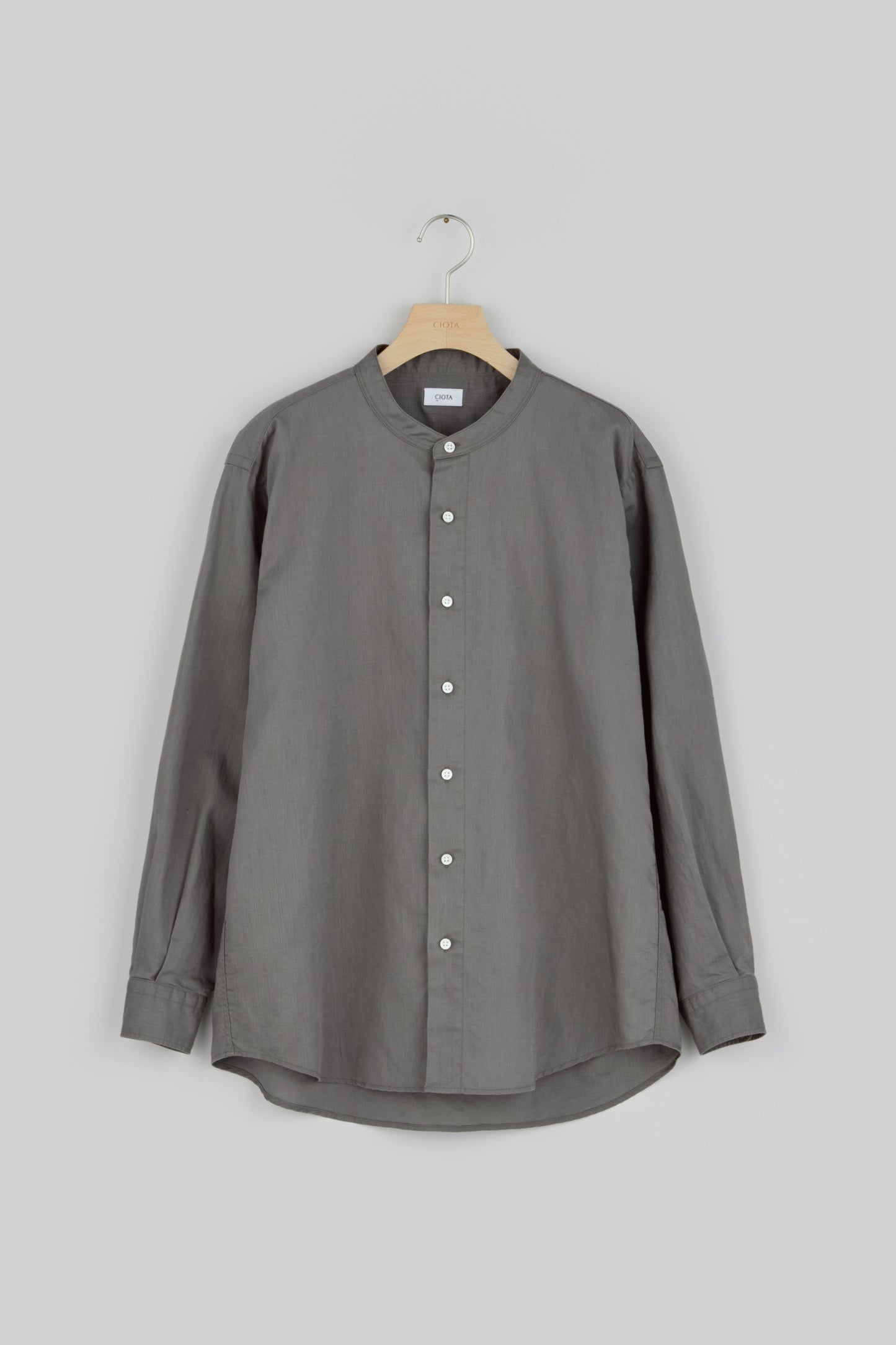 Band Collar Long Sleeve Shirt (Cotton Linen)