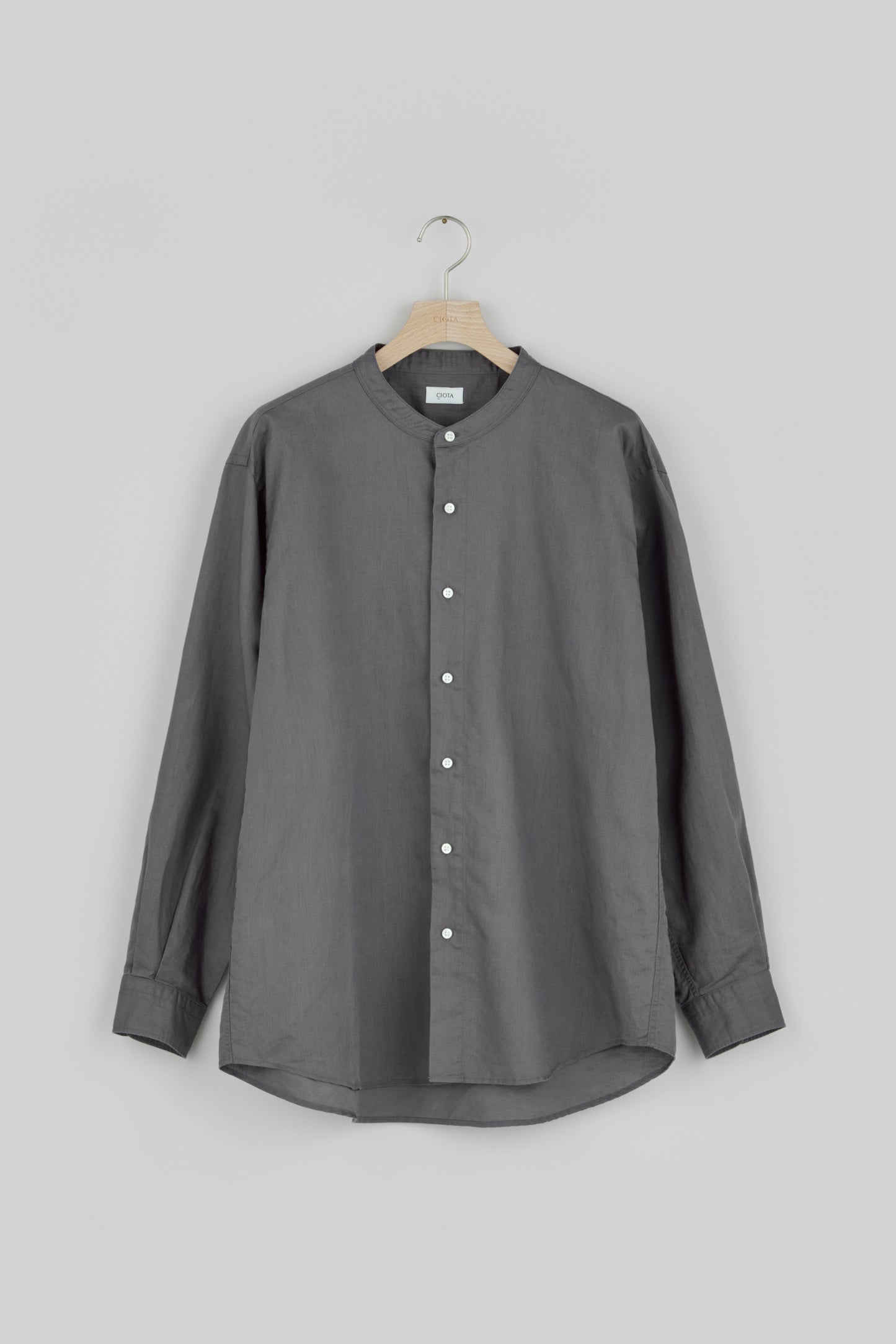 Band Collar Long Sleeve Shirt (Cotton Linen)
