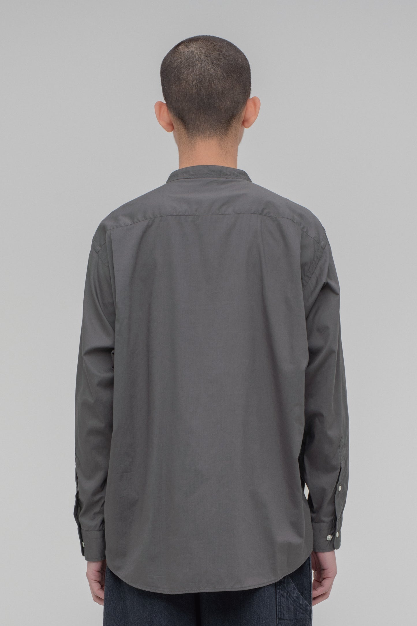 Band Collar Long Sleeve Shirt (Cotton Rayon)