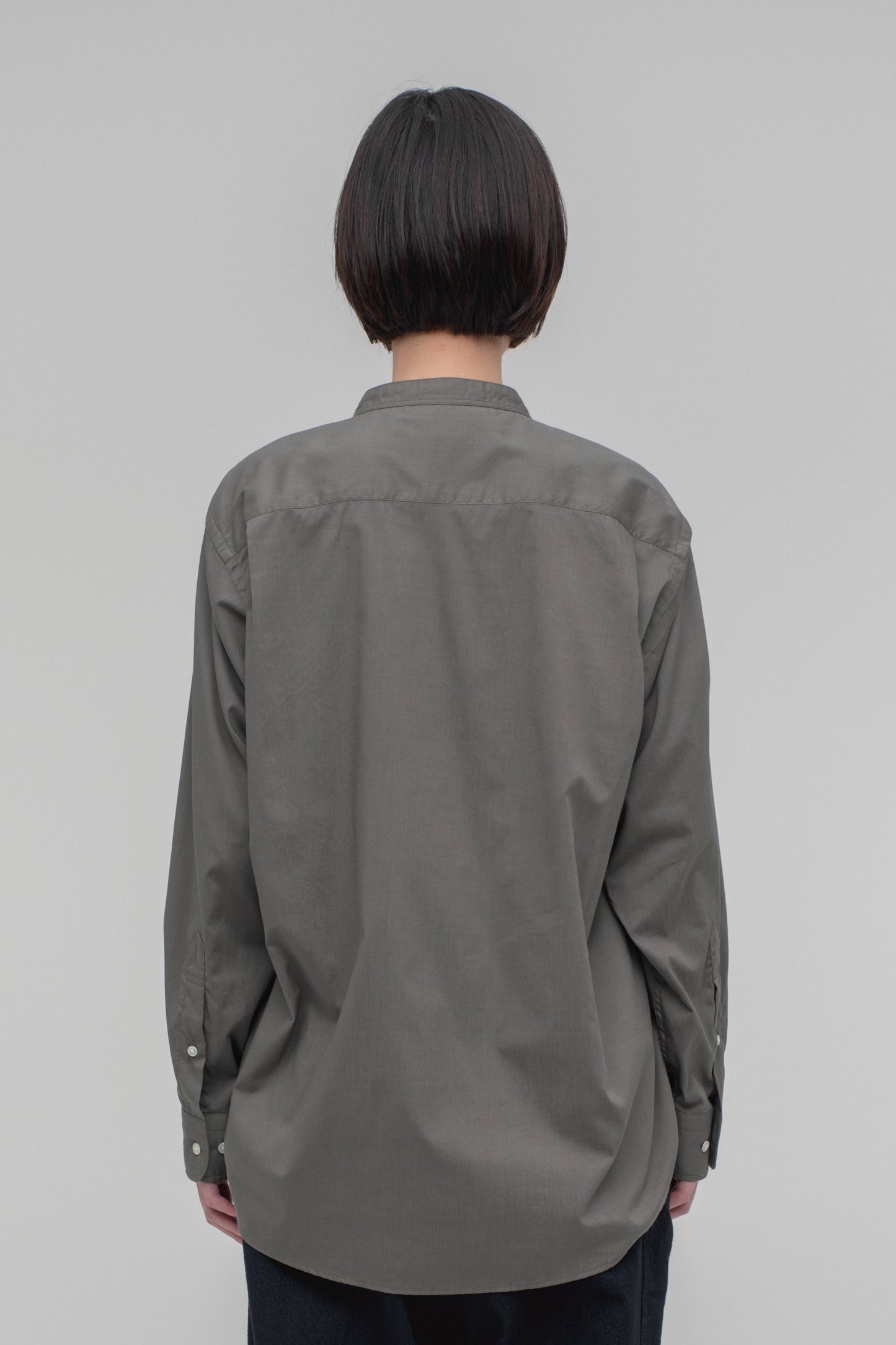 Band Collar Long Sleeve Shirt (Cotton Rayon)