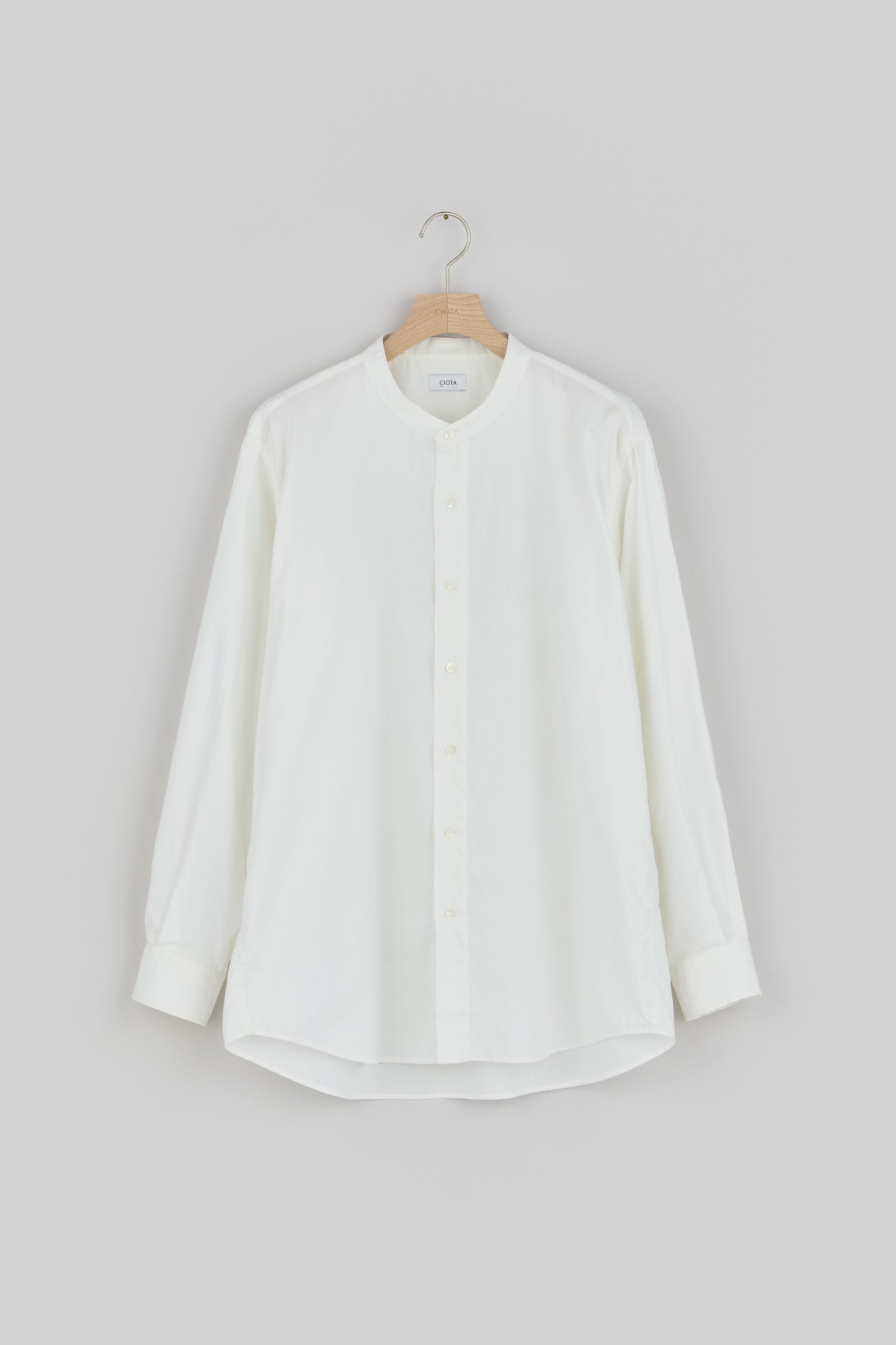 Band Collar Long Sleeve Shirt (Cotton Rayon)