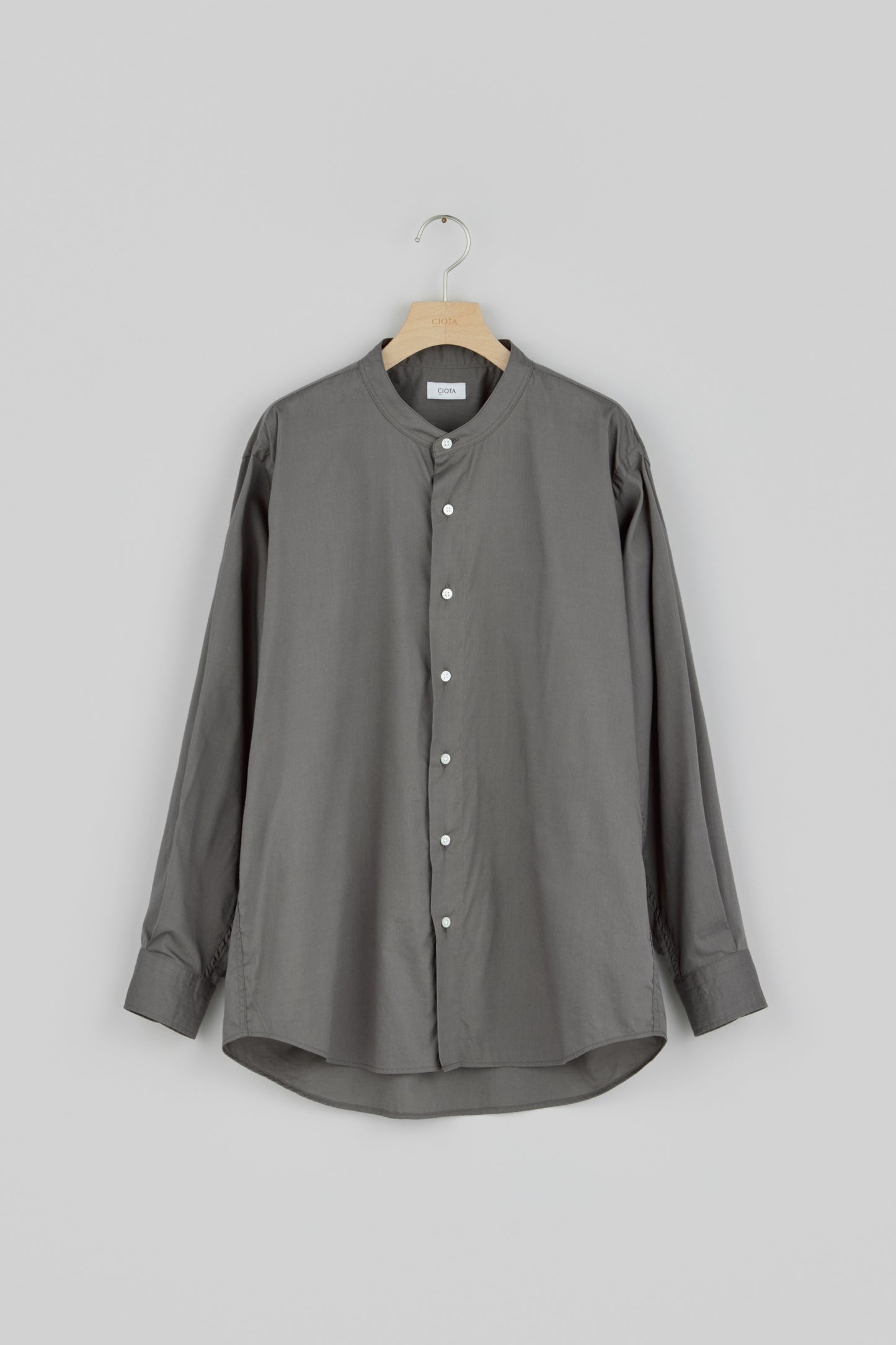 Band Collar Long Sleeve Shirt (Cotton Rayon)