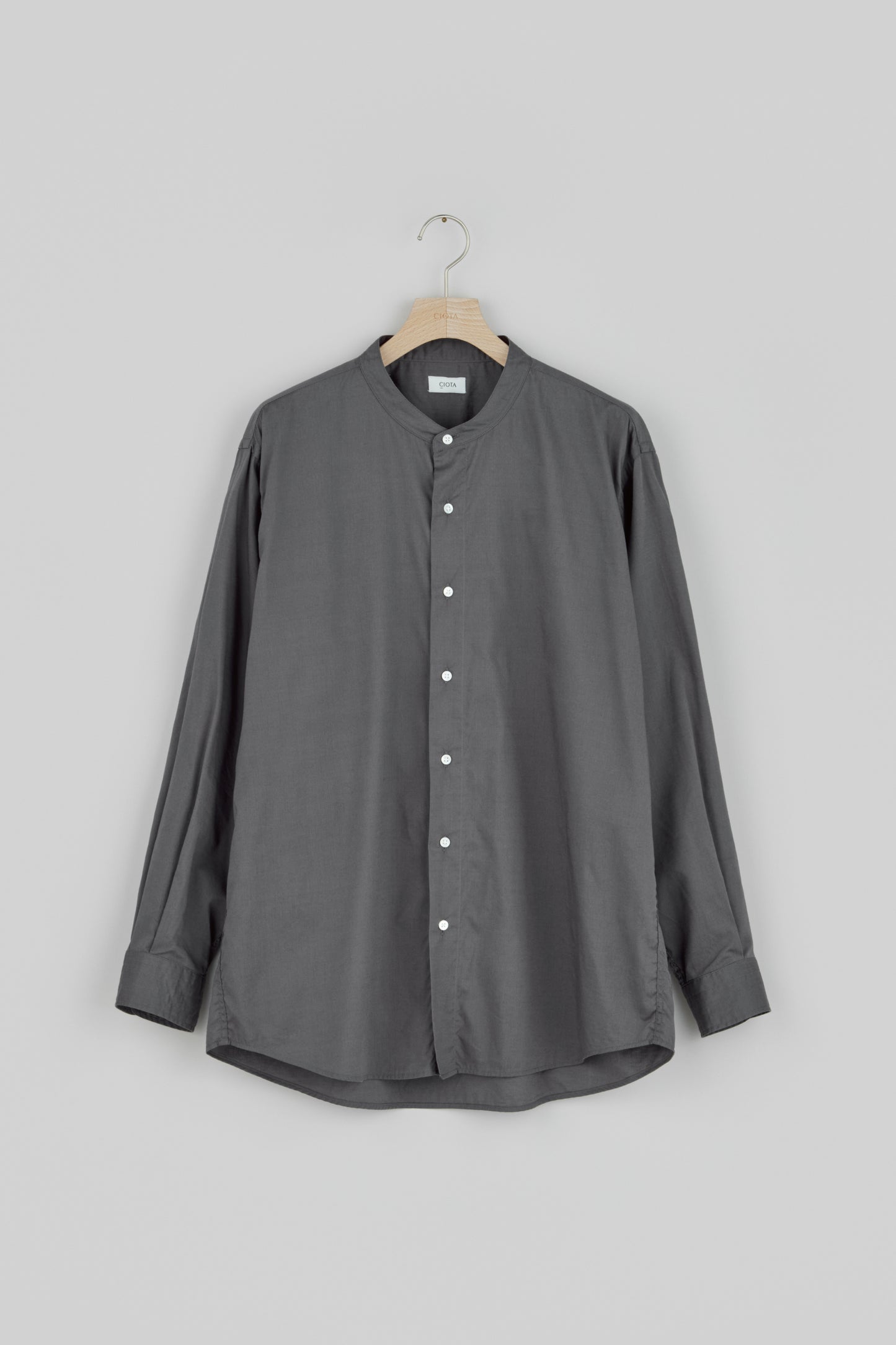 Band Collar Long Sleeve Shirt (Cotton Rayon)
