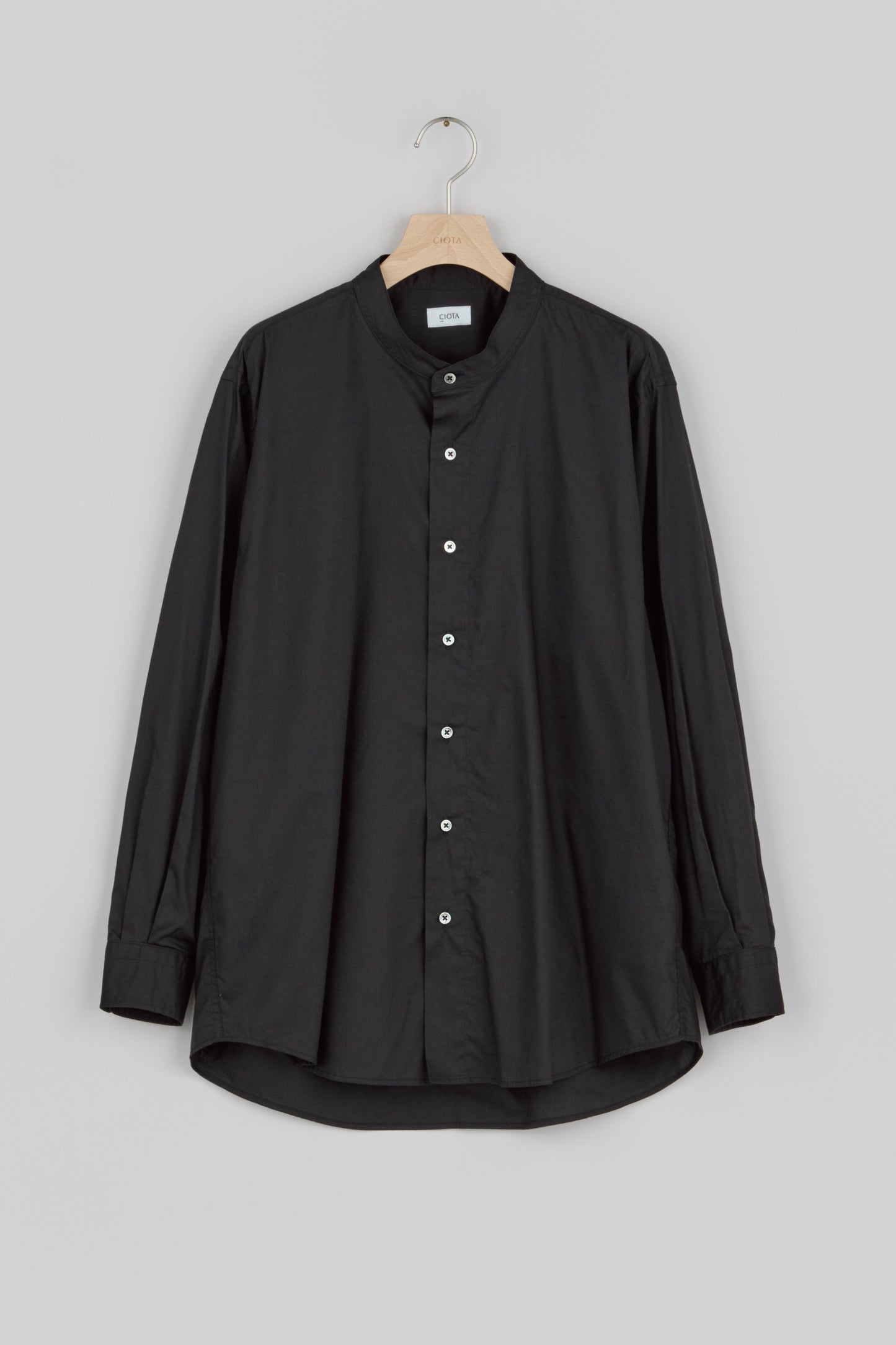 Band Collar Long Sleeve Shirt (Cotton Rayon)
