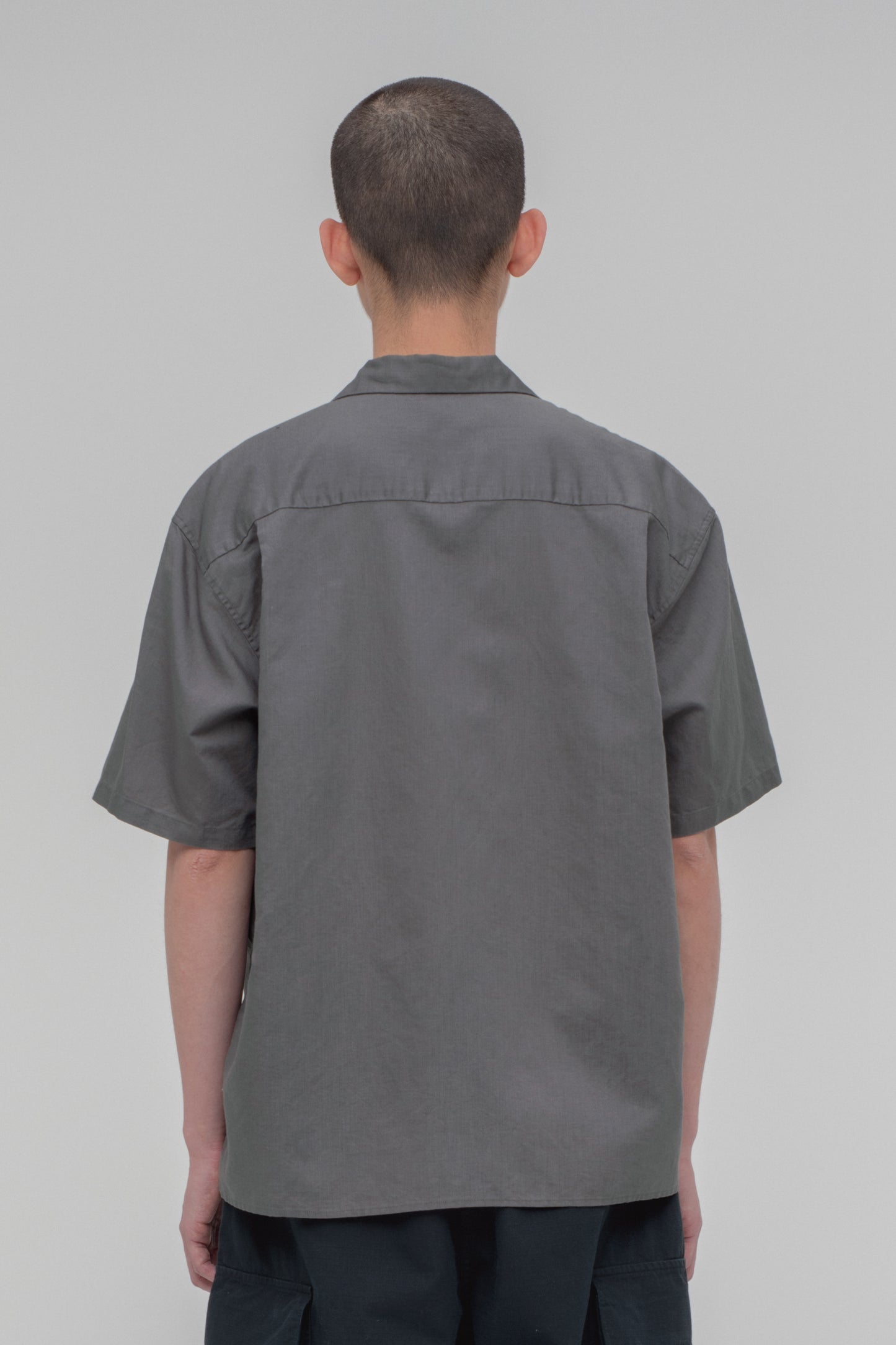 Open Collar Short Sleeve Shirt (Cotton Linen)