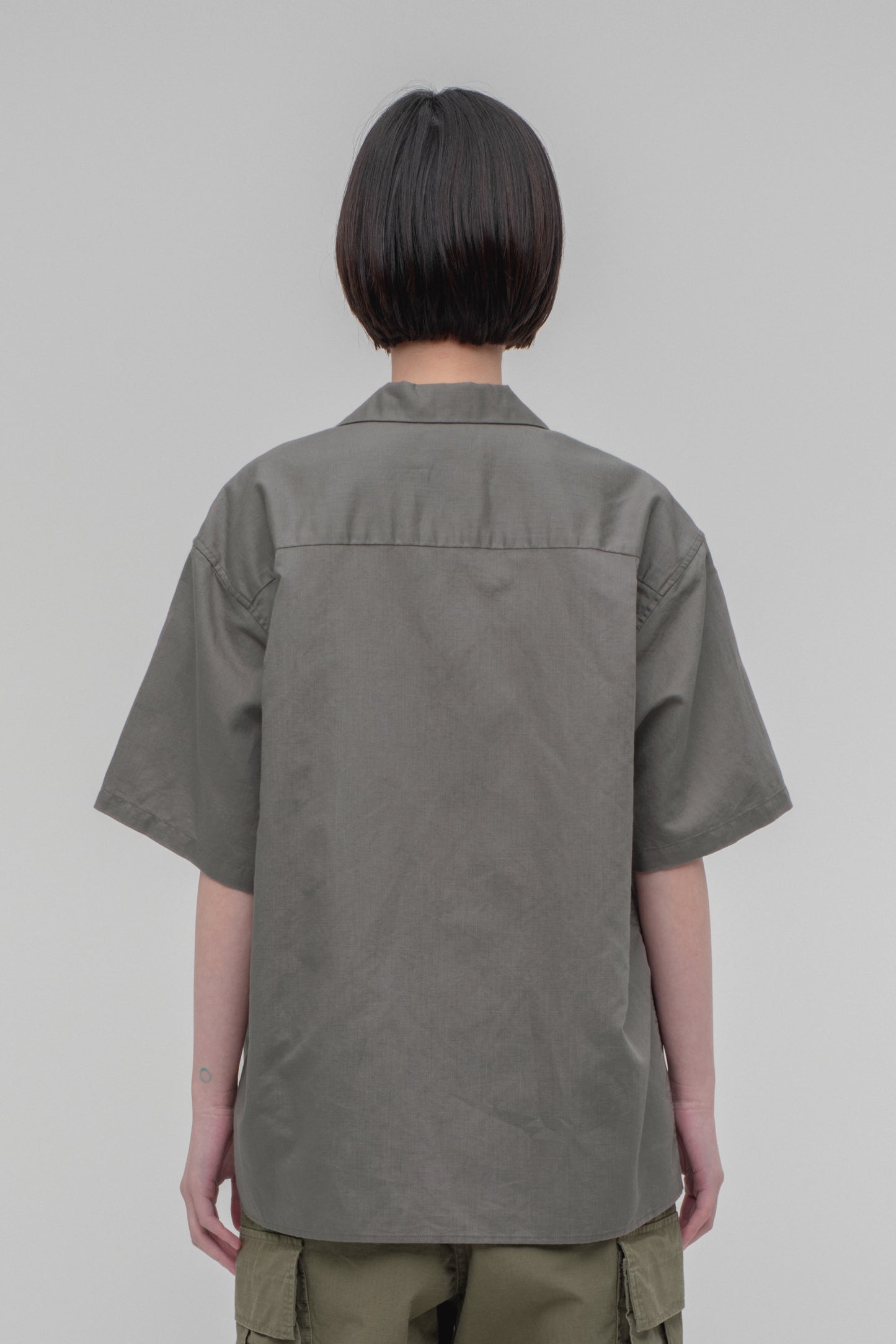 Open Collar Short Sleeve Shirt (Cotton Linen)