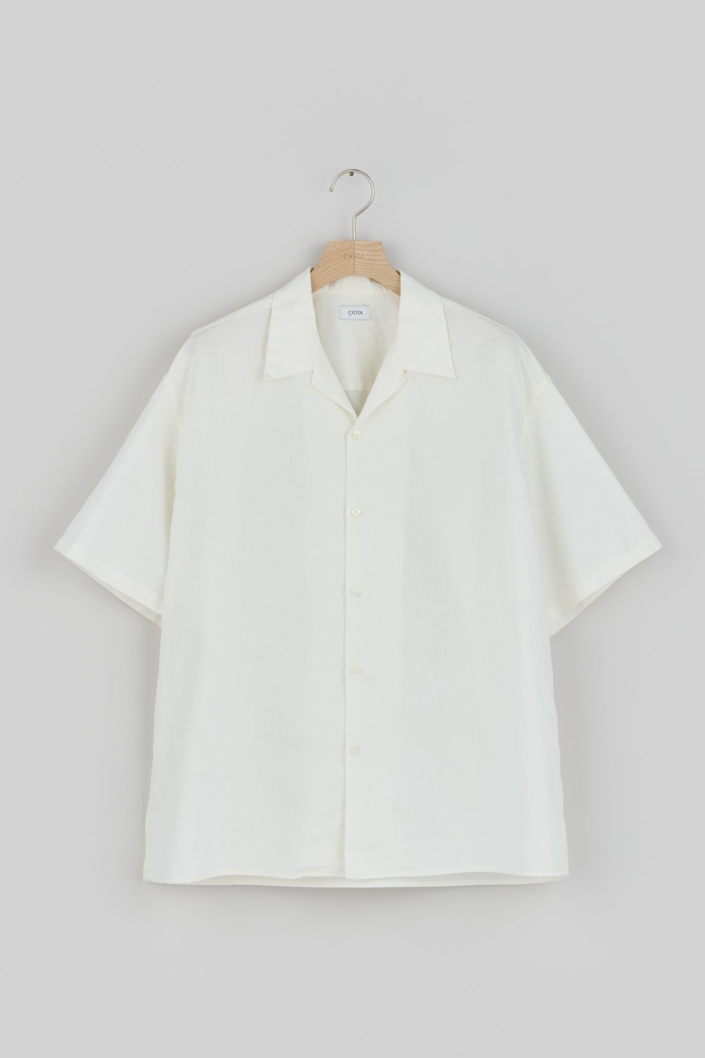 Open Collar Short Sleeve Shirt (Cotton Linen)