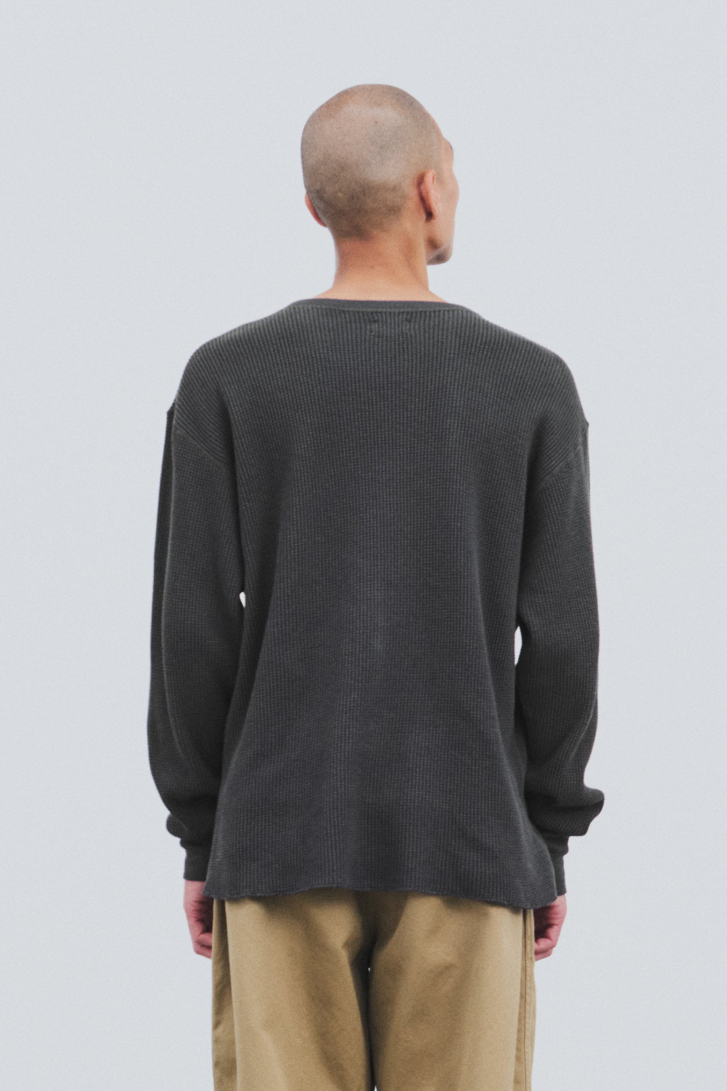 Cotton Waffle Knit Long Sleeve T-shirt