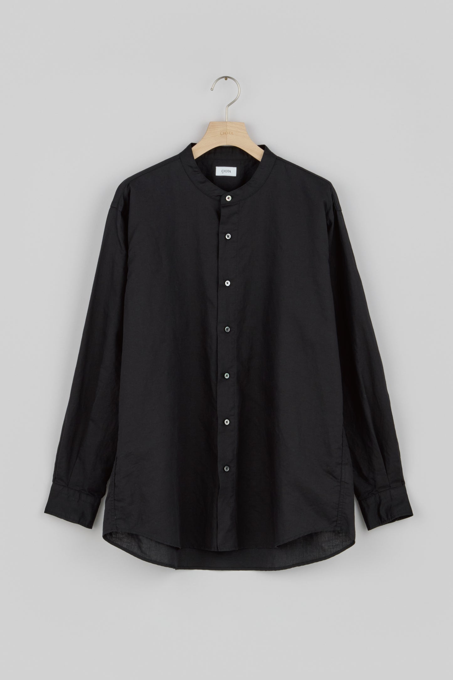 Band Collar Long Sleeve Shirt (Cotton Linen)