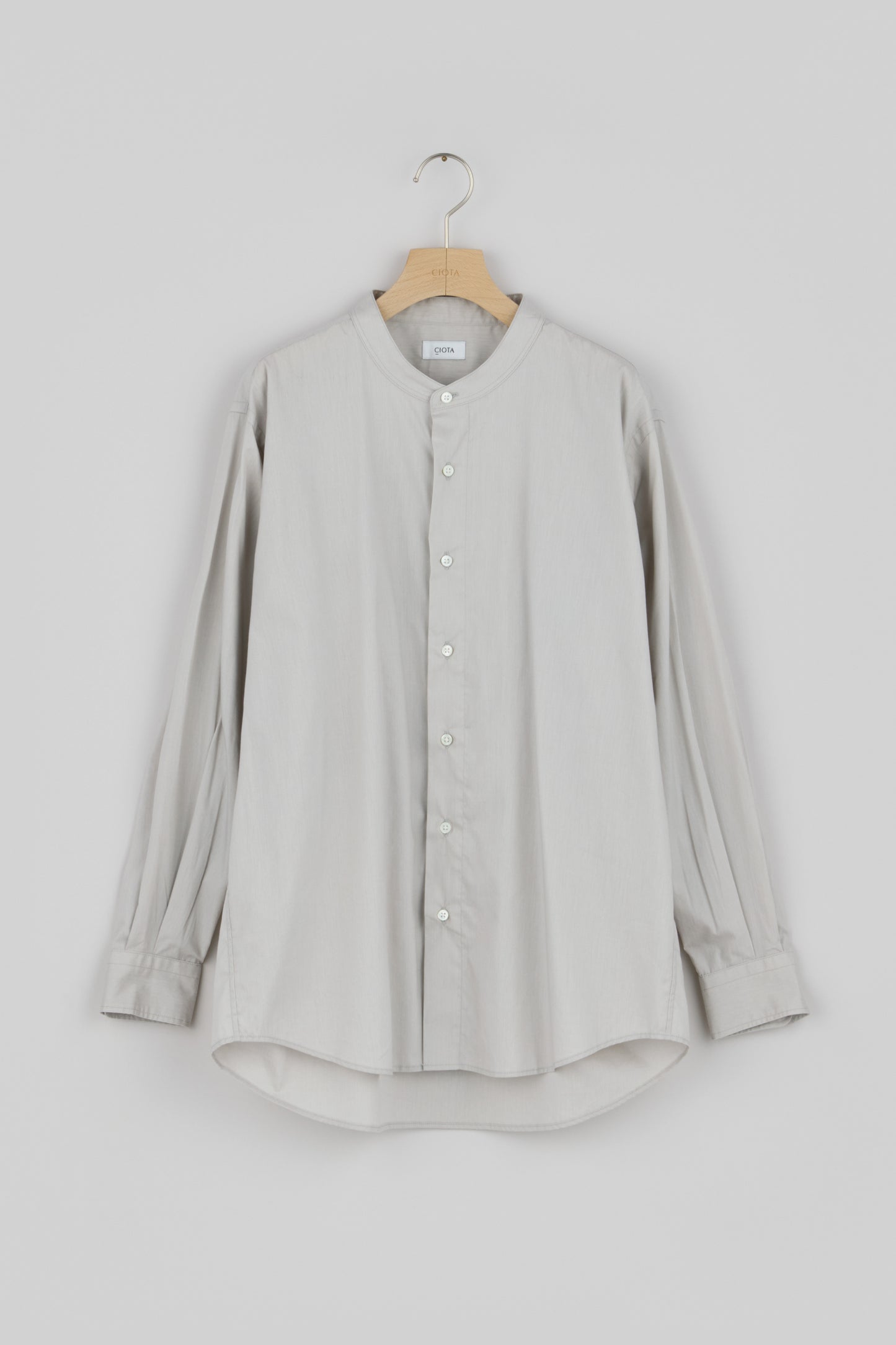 Band Collar Long Sleeve Shirt (Cotton Rayon)