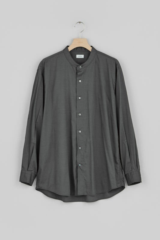 Band Collar Long Sleeve Shirt (Cotton Rayon)