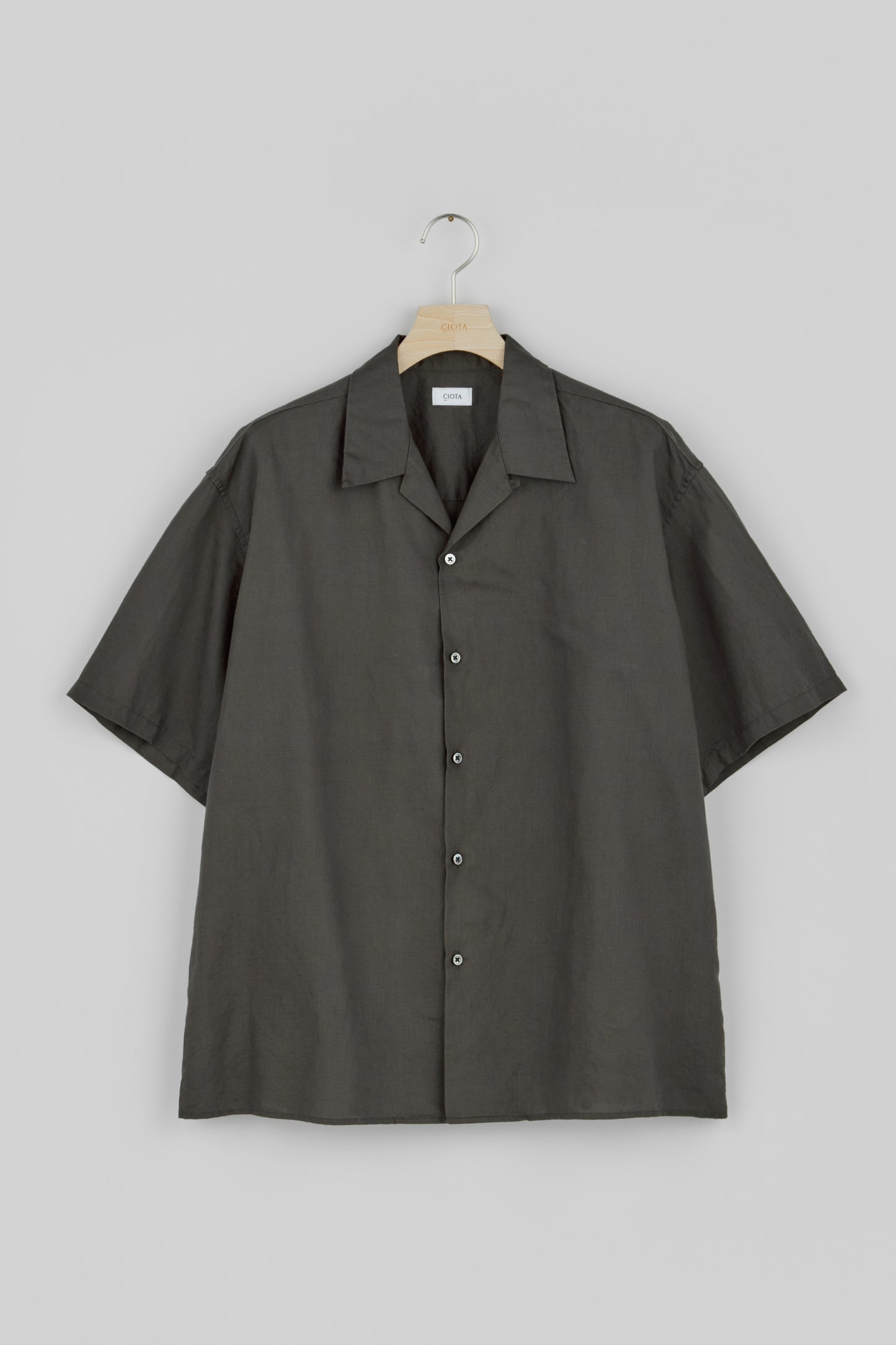 Open Collar Short Sleeve Shirt (Cotton Linen)