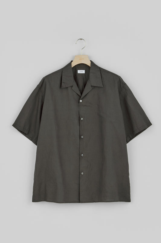 Open Collar Short Sleeve Shirt (Cotton Linen)