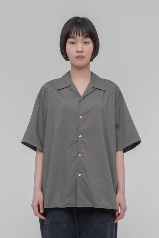 Open Collar Short Sleeve Shirt (Cotton Rayon)
